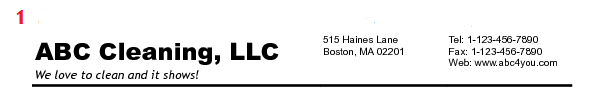 Example of a invoice header