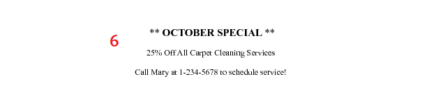 This is where you throw in a special offer if you like.